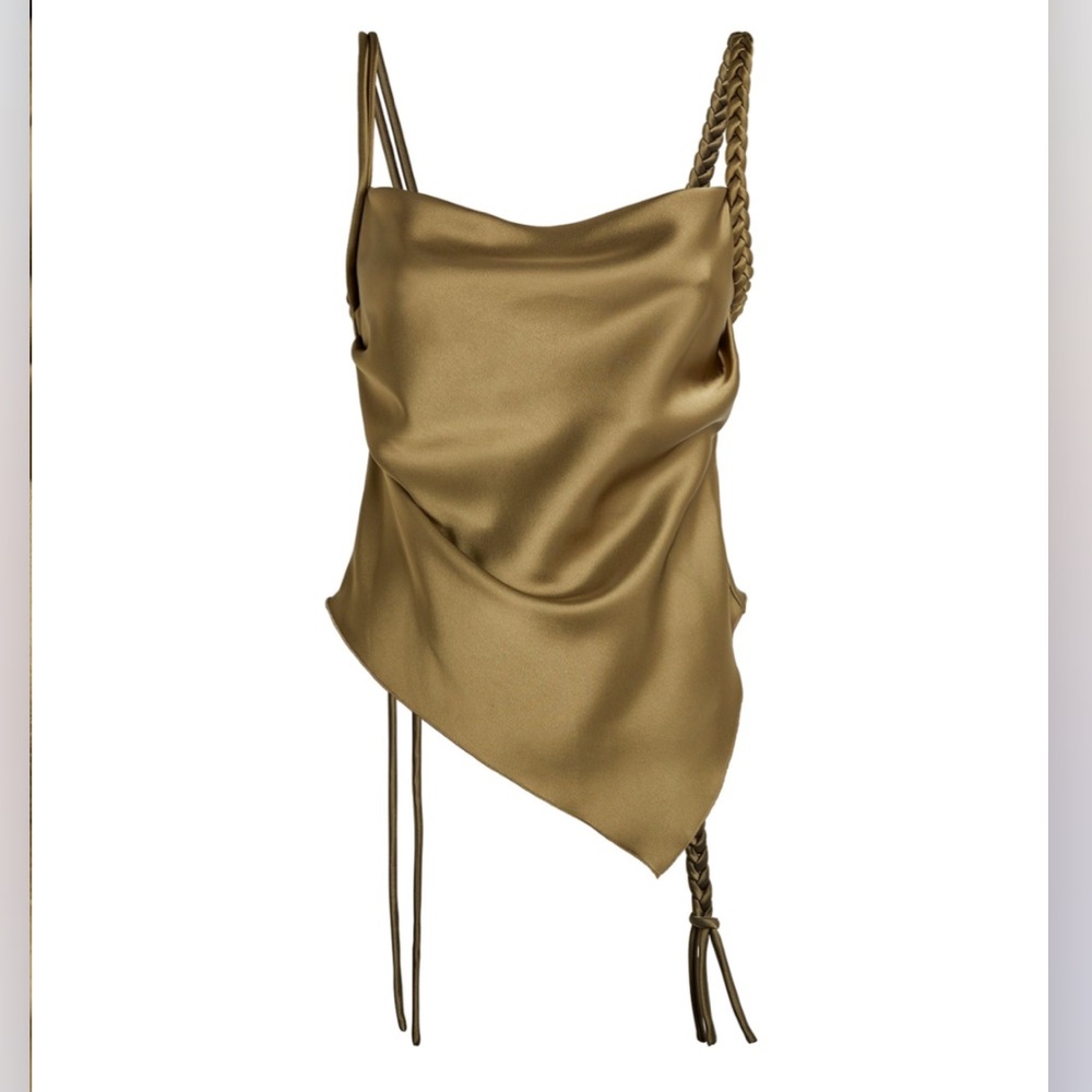 NWT Nanushka Stina Dark Khaki Slip Satin Top